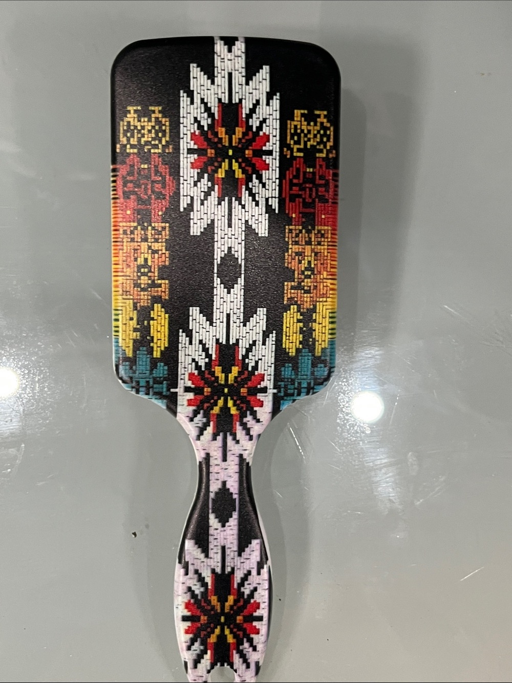 Stylish Multicolor Pattern Paddle Brush - Unbranded